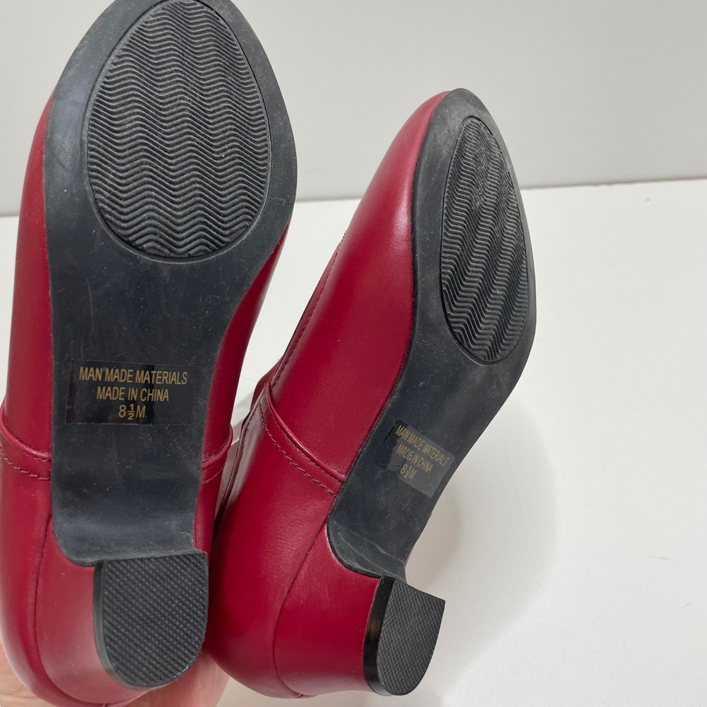 Angel Step Red T-Strap Mary Jane Low Block Heel Pump Round Toe 8.5M Retro Granny - Picture 7 of 10